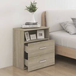Berkfield Home Modern Bed Cabinets 2 pcs Sonoma Oak 50x32x60 cm in Light Tan - Size: 50 x 32 x 60 cm - thumbnail 1