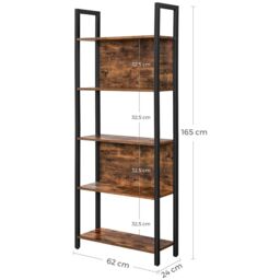 VASAGLE 5-Tier Industrial Storage Shelf Steel Frame Office Kitchen in Brown - thumbnail 3