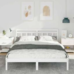 Berkfield Home Traditional with Headboard White Standard Double Pine wood - thumbnail 4