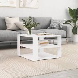 Berkfield Home Decorative Coffee Table White 59.5x59.5x40 cm Engineered Wood - thumbnail 2