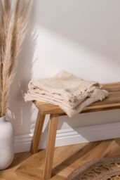 Yard Lark 100% Cotton Muslin Frayed Edge Throw in Natural - Size: 240 cm x 260 cm - thumbnail 6