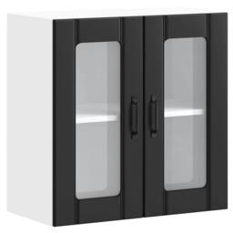 Berkfield Home Kitchen Wall Cabinet with Glass Door Lucca Black Engineered Wood