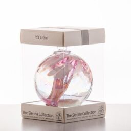 Sienna Glass 10cm Spirit Ball - 'It's A ' in Pink - thumbnail 5
