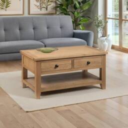 Cheshire Thistlewood Coffee Table With 2 Drawers in Oak in Light Oak - thumbnail 2