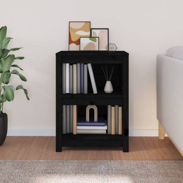 Berkfield Home Beautiful Book Cabinet Black 50x35x68 cm Solid Wood Pine - Size: 50 x 35 x 68 cm - image 1