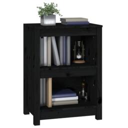 Berkfield Home Beautiful Book Cabinet Black 50x35x68 cm Solid Wood Pine - Size: 50 x 35 x 68 cm - thumbnail 4