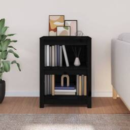 Berkfield Home Beautiful Book Cabinet Black 50x35x68 cm Solid Wood Pine - Size: 50 x 35 x 68 cm - thumbnail 1