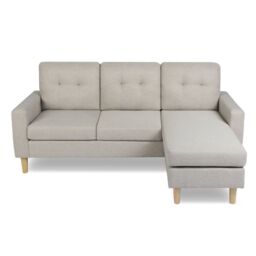 Home Garden Direct Pisa Small Corner Sofa with Reversible Chaise - Soft Woven Fabric Oatmeal in Beige - Size: 3 Seater - thumbnail 4