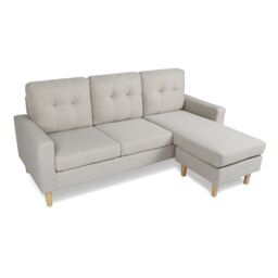 Home Garden Direct Pisa Small Corner Sofa with Reversible Chaise - Soft Woven Fabric Oatmeal in Beige - Size: 3 Seater - thumbnail 5