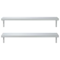 Berkfield Home Wall Shelves 2 pcs 100x30 cm Silver Stainless Steel - thumbnail 5