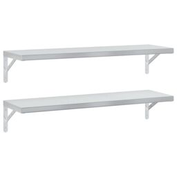 Berkfield Home Wall Shelves 2 pcs 100x30 cm Silver Stainless Steel - thumbnail 2
