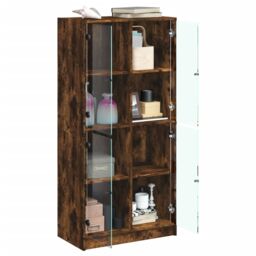 Berkfield Home Highboard with Doors Smoked Oak 68x37x142 cm Engineered Wood in Brown - Size: 68 x 37 x 142 cm - thumbnail 4