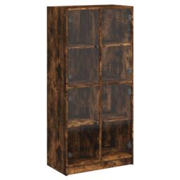 Berkfield Home Highboard with Doors Smoked Oak 68x37x142 cm Engineered Wood in Brown - Size: 68 x 37 x 142 cm - thumbnail 2