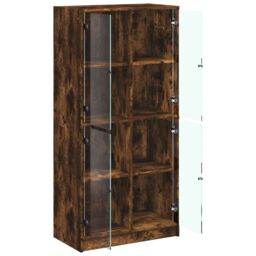 Berkfield Home Highboard with Doors Smoked Oak 68x37x142 cm Engineered Wood in Brown - Size: 68 x 37 x 142 cm - thumbnail 6