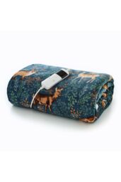 Deyongs Fox & Deer Heated Sherpa Throw - 140x180cm, 10 Temperature Settings, Electric Blanket with Sherpa - 1846 in Teal - Size: 140 cm x 180 cm - thumbnail 3