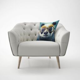 Warren Reed - Designer Panda With Golden Glasses Splashart Cushions in Yellow - Size: 45 cm x 45 cm - thumbnail 4