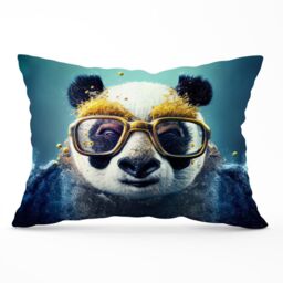 Warren Reed - Designer Panda With Golden Glasses Splashart Cushions in Yellow - Size: 45 cm x 45 cm - thumbnail 1