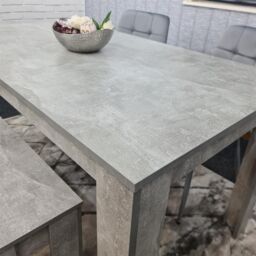 KOSY KOALA Grey Wooden Dining Table Set with 2 Grey Velvet Chairs & 1 Bench Dining Room Furniture in Brown - thumbnail 7