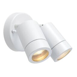 Netlighting Palin 2 Light Outdoor Spotlight Gloss White Glass IP44 GU10