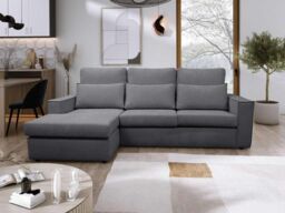 LUXURY LIFE Soho Fabric 3 Seater Left Hand Facing Corner Chaise Sofa in Grey - thumbnail 1