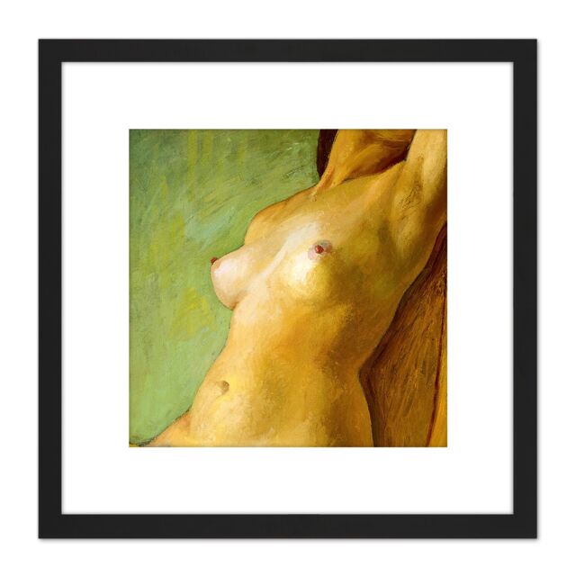 Artery8 Sicurezza Female Torso Painting 8X8 Inch Square Wooden Framed Wall Art Print Picture with Mount in Black - image 1