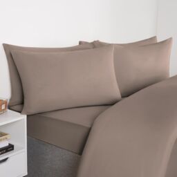 OHS Ultra Soft Microfibre Plain Fitted Bed Sheet in Light Brown - Size: Super King