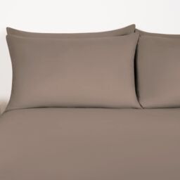 OHS Ultra Soft Microfibre Plain Fitted Bed Sheet in Light Brown - Size: Super King - thumbnail 2
