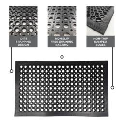 Ark Mat Heavy Duty Rubber Door Mat Non-Slip Wheelchair Friendly - 1.5m x 0.9m in Black - Size: 150 cm x 90 cm - thumbnail 2