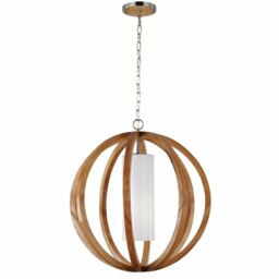 Loops 1 Bulb Ceiling Pendant Light Fitting Light Wood Brushed Steel LED E27 75W Bulb in Metallics