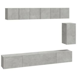 Berkfield Home 6 Piece TV Cabinet Set Concrete Grey Engineered Wood - thumbnail 2