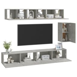 Berkfield Home 6 Piece TV Cabinet Set Concrete Grey Engineered Wood - thumbnail 3