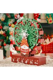 Living and Home Christmas Wooden Ferris Wheel Advent Calendar with Base in Red - thumbnail 2