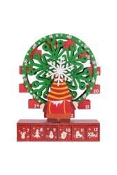 Living and Home Christmas Wooden Ferris Wheel Advent Calendar with Base in Red - thumbnail 4