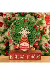 Living and Home Christmas Wooden Ferris Wheel Advent Calendar with Base in Red