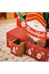 Living and Home Christmas Wooden Ferris Wheel Advent Calendar with Base in Red - thumbnail 3