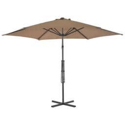 Berkfield Home Outdoor Parasol with Steel Pole 300 cm Taupe in Beige - thumbnail 3