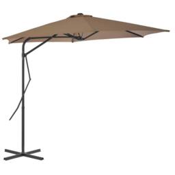 Berkfield Home Outdoor Parasol with Steel Pole 300 cm Taupe in Beige - thumbnail 2