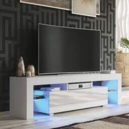 Creative Furniture Aria TV Unit 160cm - White with Gloss Doors + LED Lights - thumbnail 1