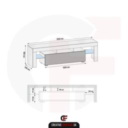 Creative Furniture Aria TV Unit 160cm - White with Gloss Doors + LED Lights - thumbnail 6