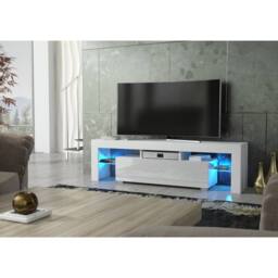 Creative Furniture Aria TV Unit 160cm - White with Gloss Doors + LED Lights - thumbnail 5