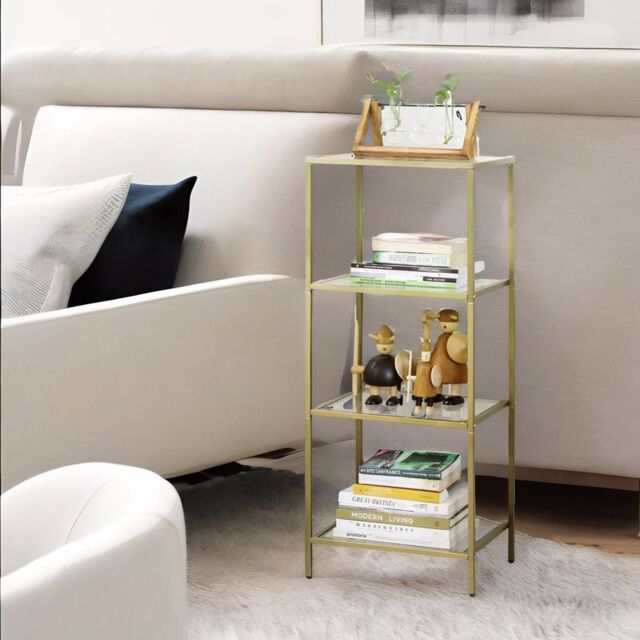 Rafaelo Mobilia Gold Glass 4 Tier Side Table - image 1