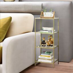 Rafaelo Mobilia Gold Glass 4 Tier Side Table - thumbnail 2