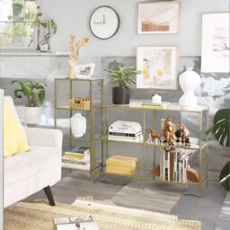 Rafaelo Mobilia Gold Glass 4 Tier Side Table - thumbnail 3