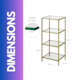 Rafaelo Mobilia Gold Glass 4 Tier Side Table - thumbnail 6