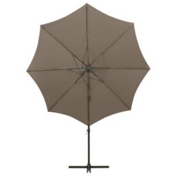 Berkfield Home Durable Cantilever Umbrella with Pole & LED Lights Taupe 300 cm - thumbnail 6