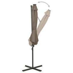 Berkfield Home Durable Cantilever Umbrella with Pole & LED Lights Taupe 300 cm - thumbnail 1