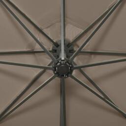 Berkfield Home Durable Cantilever Umbrella with Pole & LED Lights Taupe 300 cm - thumbnail 8