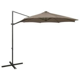 Berkfield Home Durable Cantilever Umbrella with Pole & LED Lights Taupe 300 cm - thumbnail 2