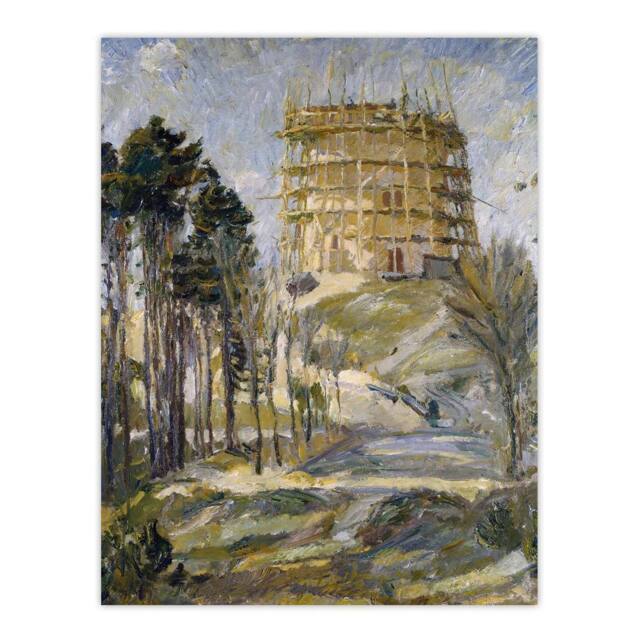 "Artery8 Water Tower in Hermsdorf Landscape Beckmann Wall Art Poster Print - Size: W12"" x H16""" - image 1