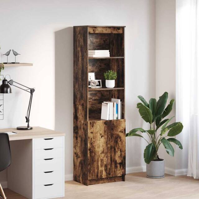 Berkfield Home Highboard Smoked Oak 50x35x180 cm Engineered Wood in Brown - Size: 50 x 35 x 180 cm - image 1